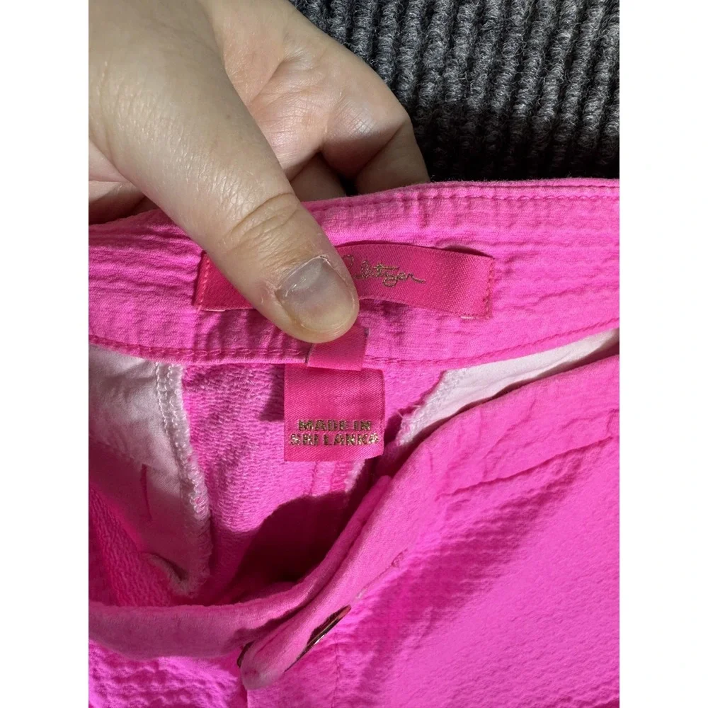 Lilly Pulitzer Shorts Womens 8 34 Hot Pink Buttercup Knit Scalloped 5